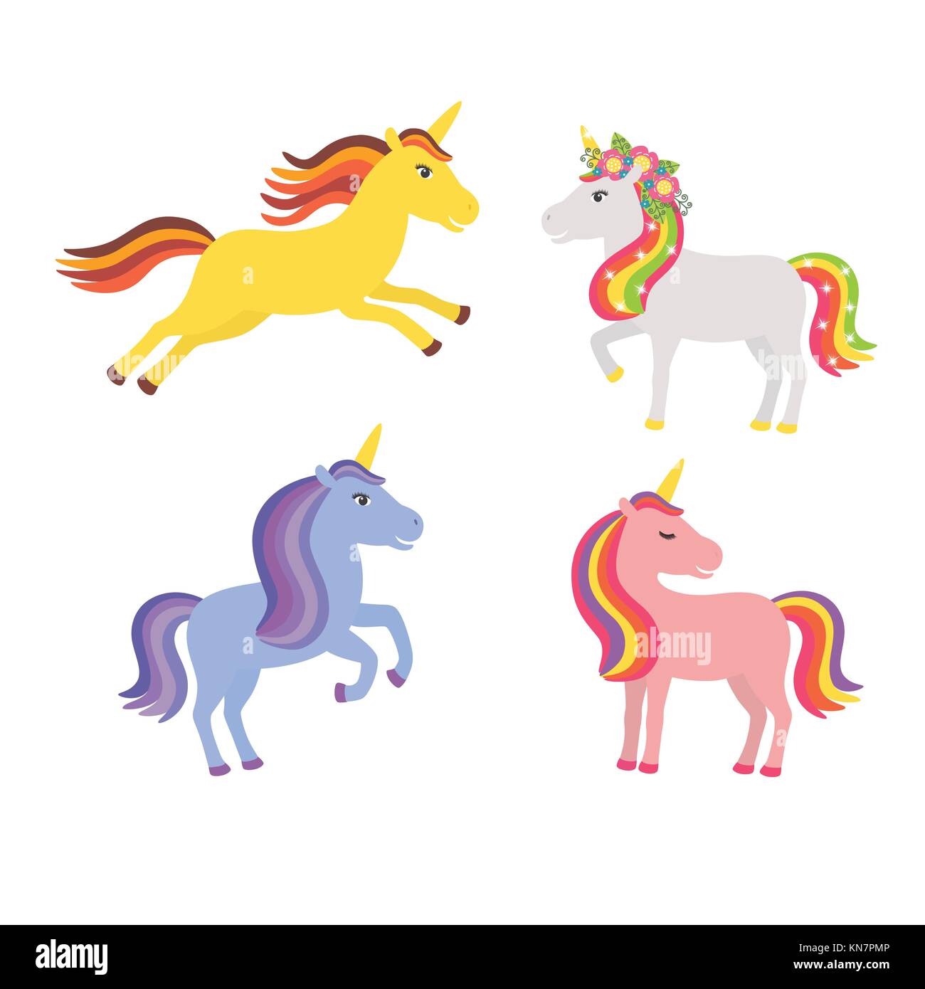 Set di carino unicorns Illustrazione Vettoriale