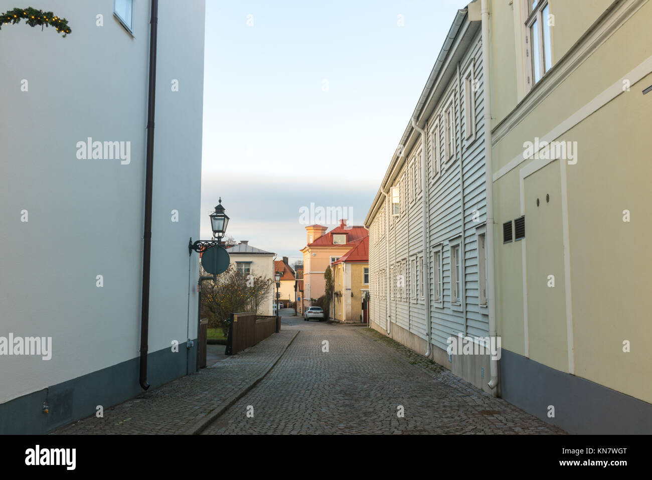 Vadstena, Svezia - 9 Dicembre 2017: Street foto di Vadstena città Foto Stock