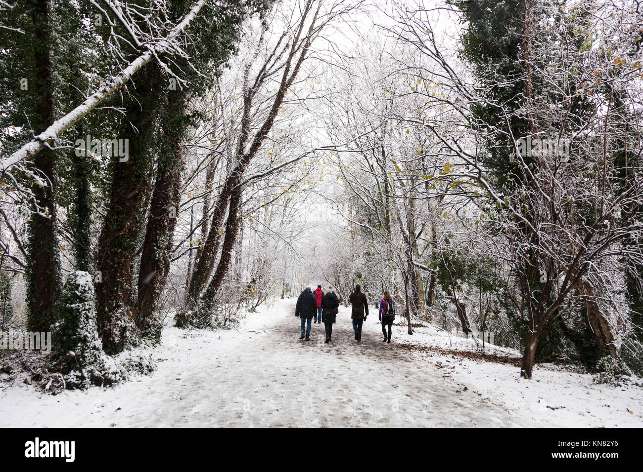 Londra, Regno Unito. Decimo Dec, 2017. La nevicata è sceso a Londra e in tutto il Regno Unito, la creazione di un paese delle meraviglie invernali per tutti di godere di credito: galit seligmann/Alamy Live News Foto Stock