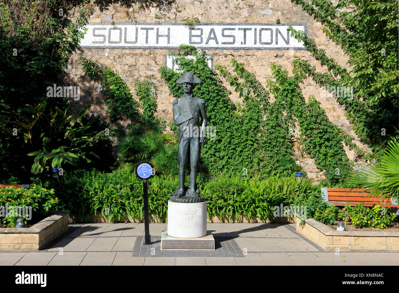 Statua del vice ammiraglio Horatio Nelson (1758-1805) a sud Bastion in Gibilterra Foto Stock