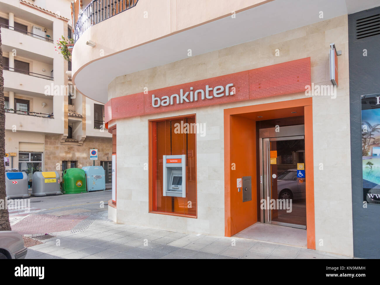 Bankinter banca in Moraira, Spagna, Europa. Foto Stock