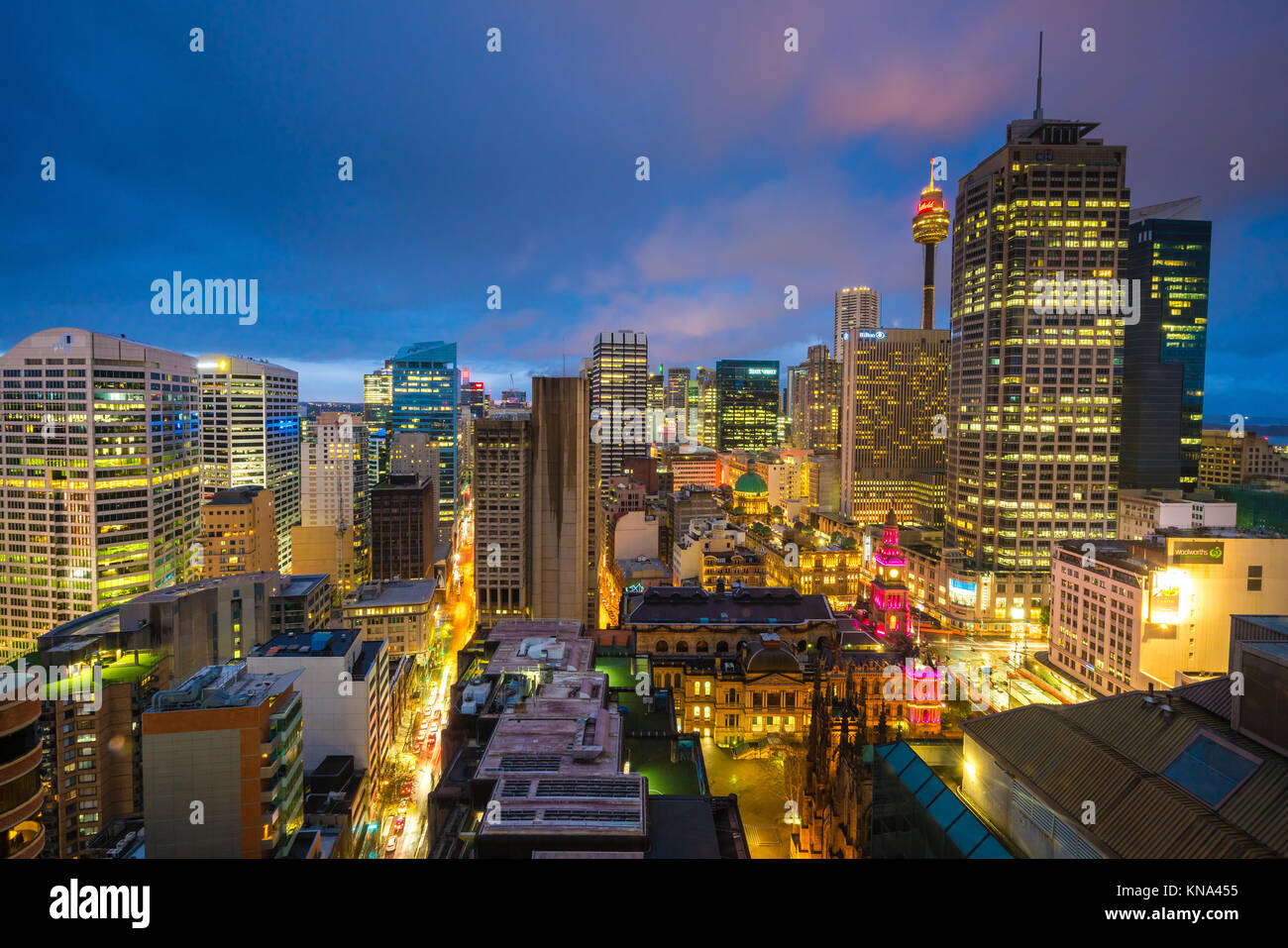 Il CBD di Sydney al Tramonto Foto Stock