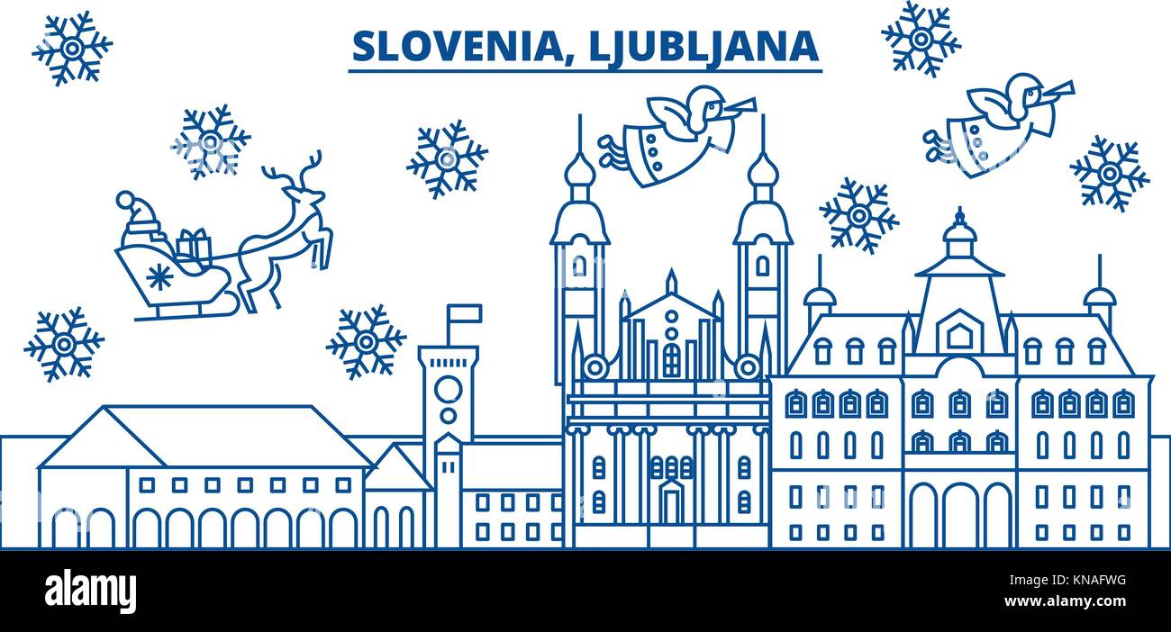 Buon Natale In Sloveno.Vector Illustration Skyline Ljubljana Slovenia Immagini E Fotos Stock Alamy