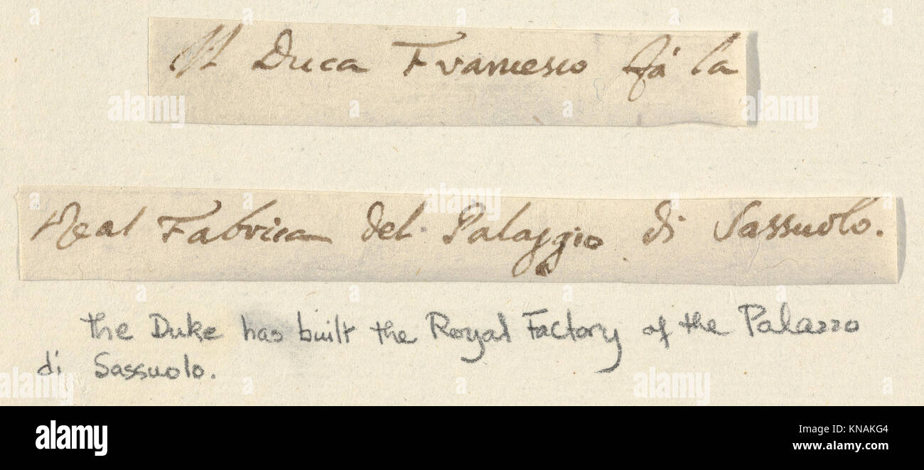 L'opera raffigura Francesco i d'Este che costruisce il Palazzo di Sassuolo, riflettendo il design architettonico rinascimentale e il significato storico. Foto Stock