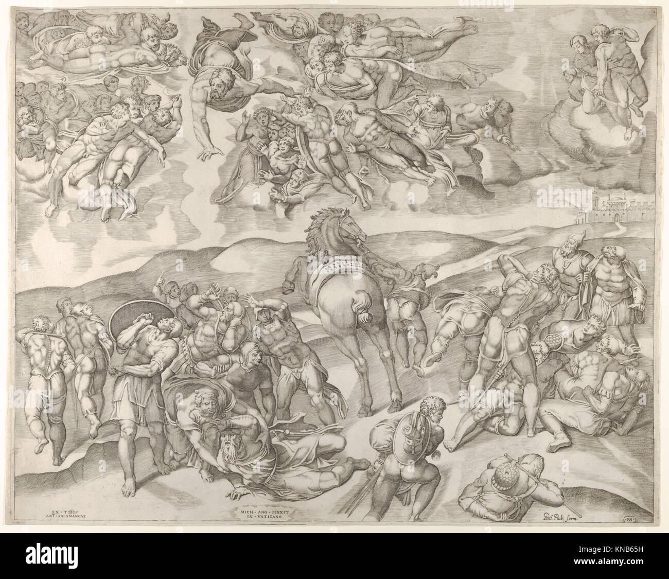Conversione di Saulo, da Michelangelo per il Affresco nella Cappella Paolina  in Vaticano ha incontrato DP844274 364082 Foto stock - Alamy