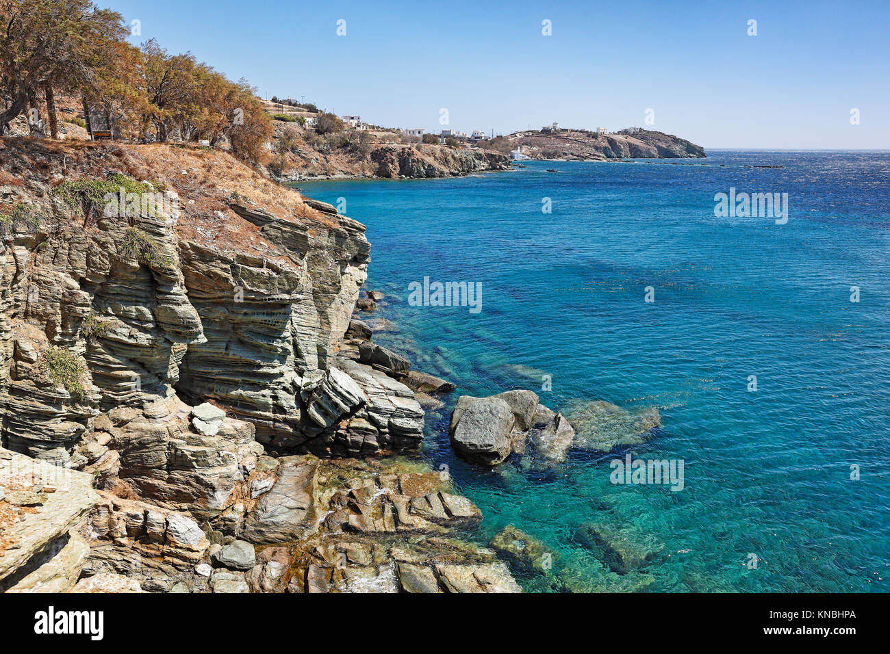 Le formazioni rocciose a Tinos Island, Grecia Foto Stock