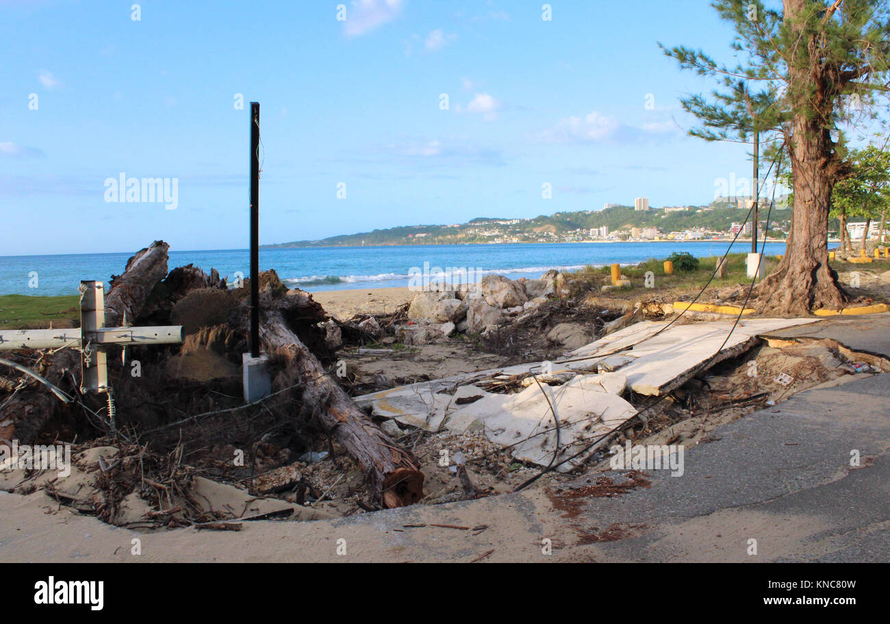 Parco del colon in Aguadilla, Puerto Rico dopo l uragano Maria Foto Stock