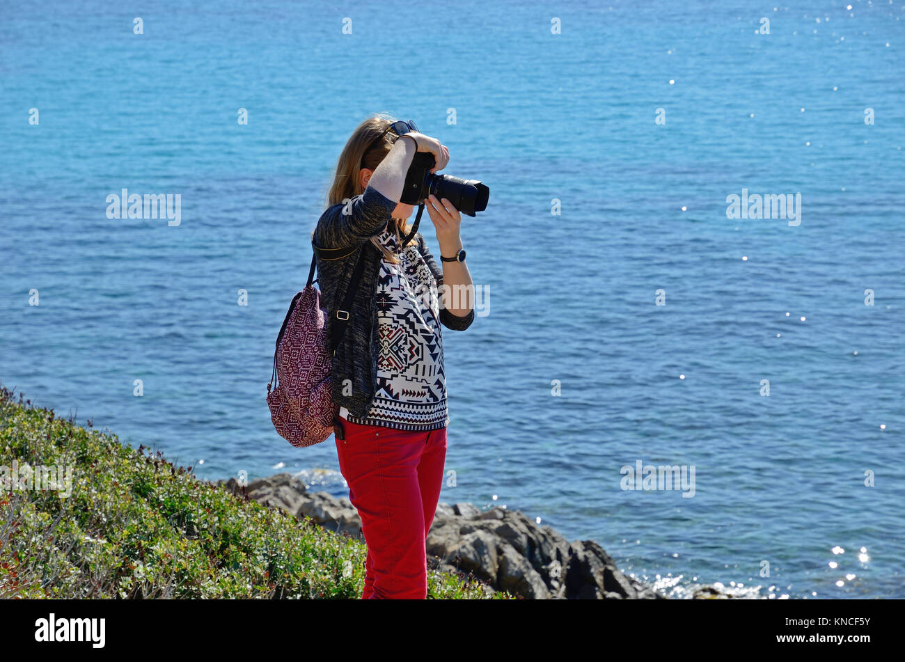 Fotografare in costa del mare Foto Stock