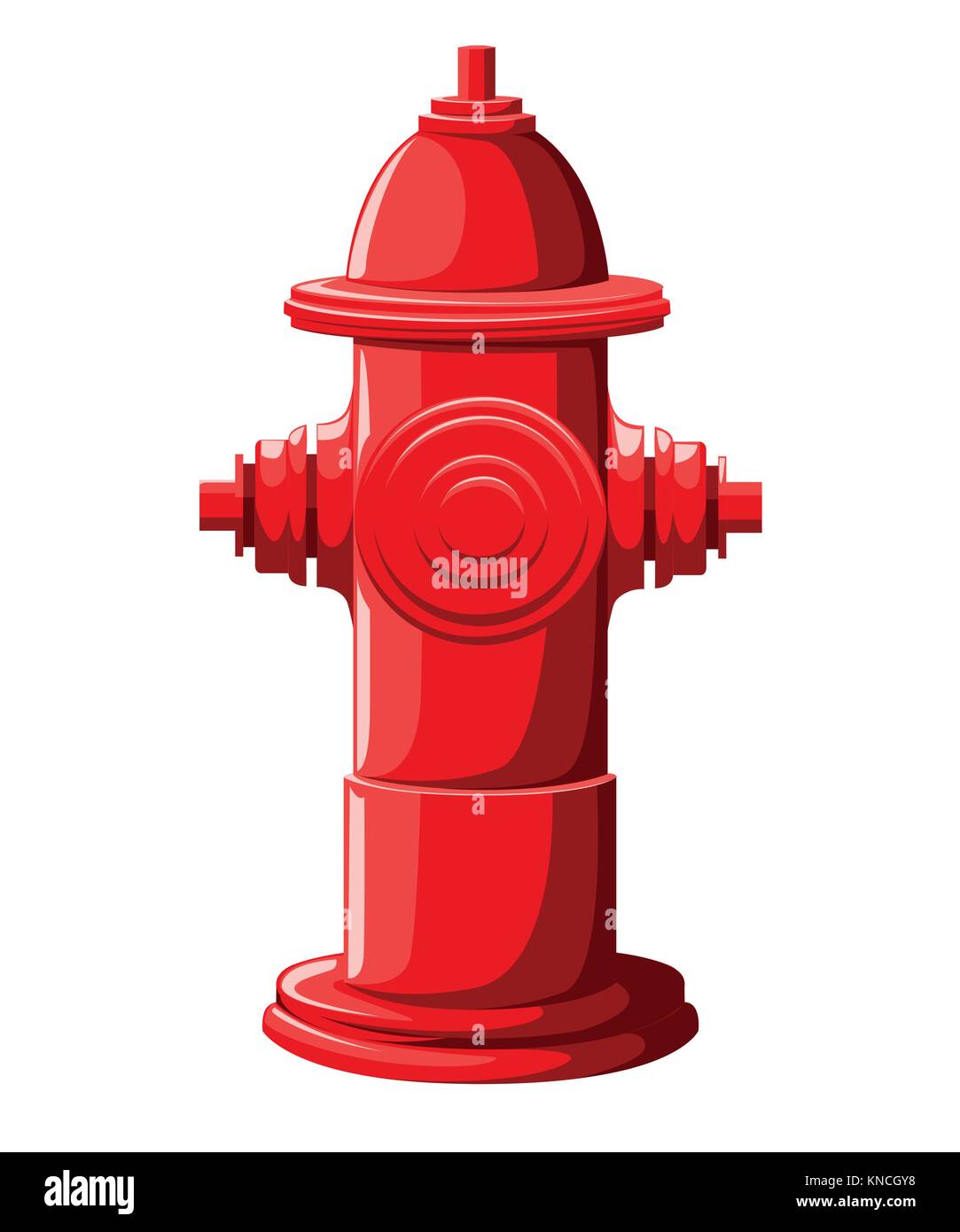 Rosso fuoco idrante in stile piatto isolato su sfondo bianco pagina sito web e mobile app design. Illustrazione Vettoriale