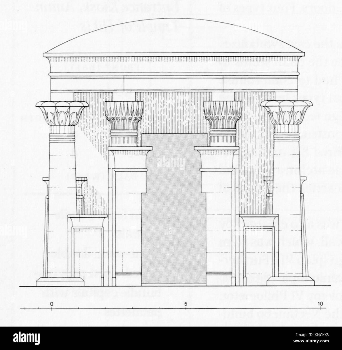 Questa capitale composta di papiro dall'oasi di Kharga è un esempio ricostruito dell'antica architettura egizia, che combina motivi di papiro con un design funzionale a colonne. Foto Stock