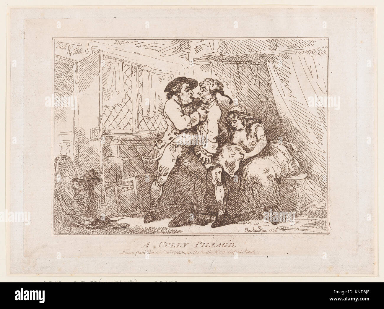 A Cully Pillag avevo incontrato DP871855 736532 Artista: Thomas Rowlandson, britannico, Londra 1757?1827 Londra, editore: John Raphael Smith, britannico, battezzato Derby 1751?1812 Doncaster, a Cully Pillag'd, Novembre 30, 1785, attacco, foglio: 11 a. ? 15 1/16 in. (28 ? 38,3 cm) Piastra: 9 15/16 ? 13 7/8 in. (25,2 ? 35.2 cm). Il Metropolitan Museum of Art di New York. La Elisha Whittelsey Collection, l'Eliseo Fondo Whittelsey, 1959 (59.533.116) Foto Stock