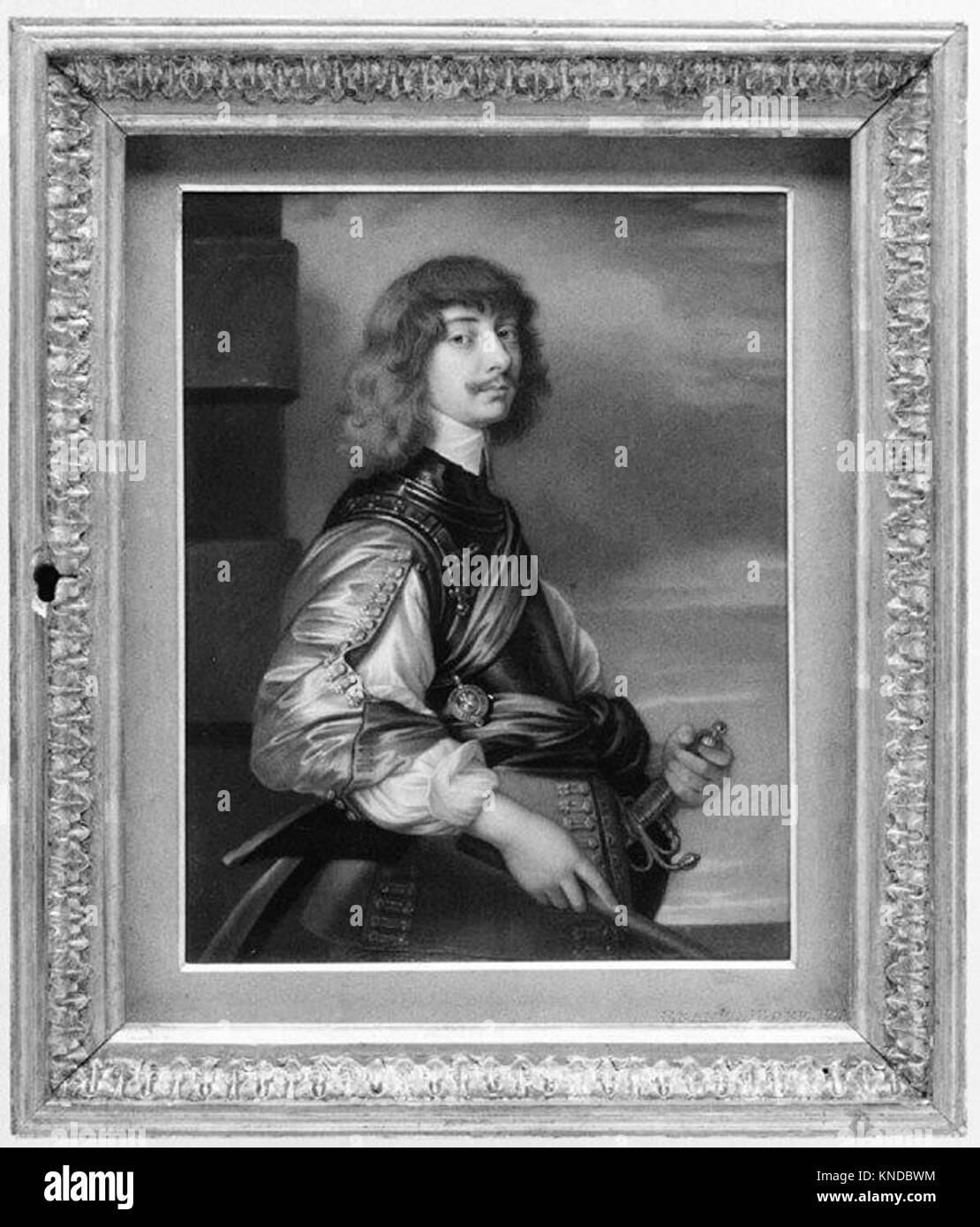 Questo ritratto di Algernon Percy, decimo conte di Northumberland, dopo Van Dyck, mostra lo stile e l'abbigliamento aristocratico inglese del XVII secolo. Foto Stock