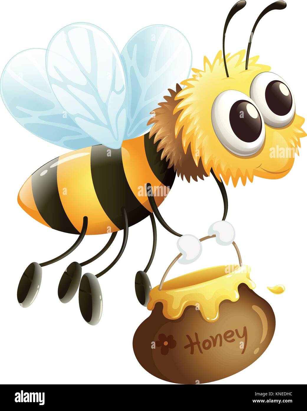 Illustrazione di un ape che trasportano un miele su sfondo bianco Illustrazione Vettoriale