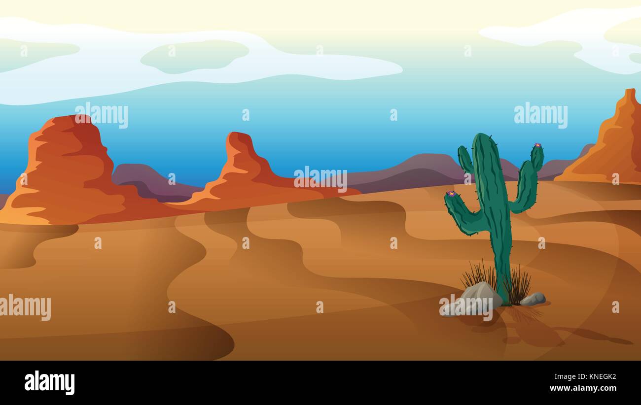 Illustrazione di un triste cactus nel bel mezzo del nulla Illustrazione Vettoriale