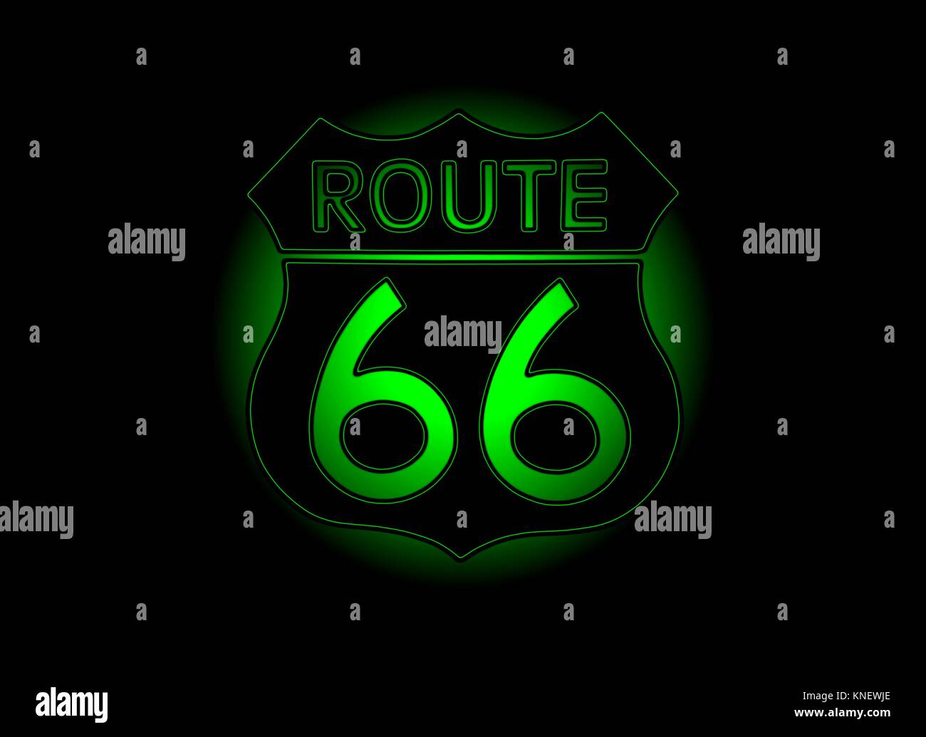 USA viaggio segno della Route 66 etichetta. American road icona. Foto Stock