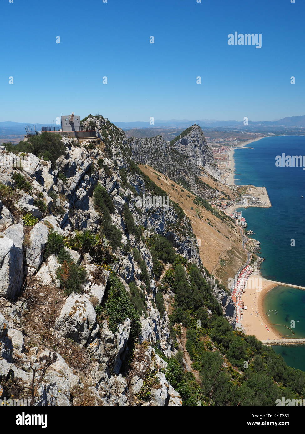 Vista dalla cima della rocca di Gibilterra Foto Stock
