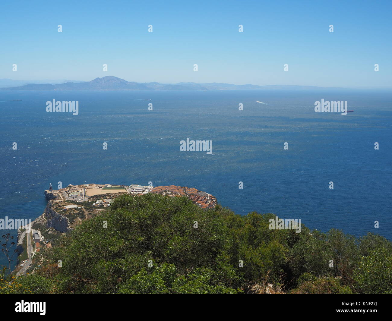 Vista dalla cima della rocca di Gibilterra Foto Stock
