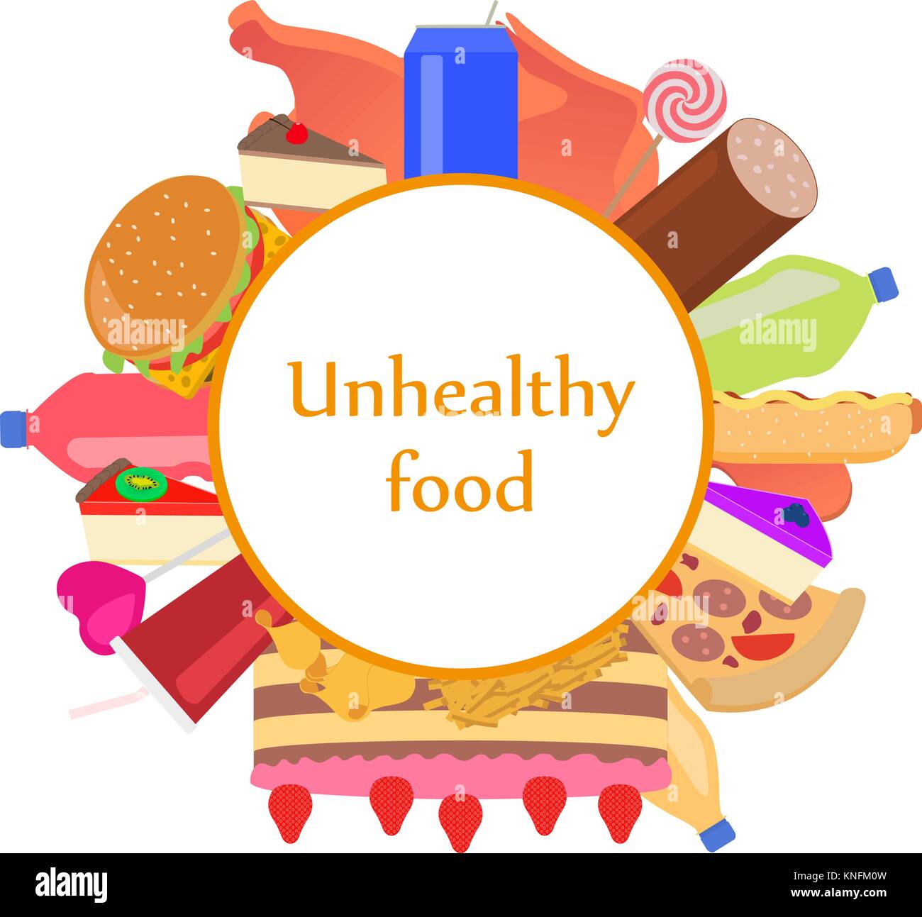 Vettore adesivo marchio icona segno di alimenti dannosi per la salute Illustrazione Vettoriale