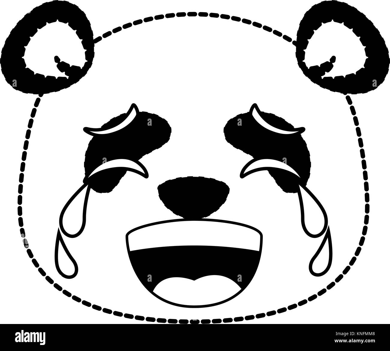 Grazioso panda piangendo gli Emoji kawaii illustrazione vettoriale design Illustrazione Vettoriale