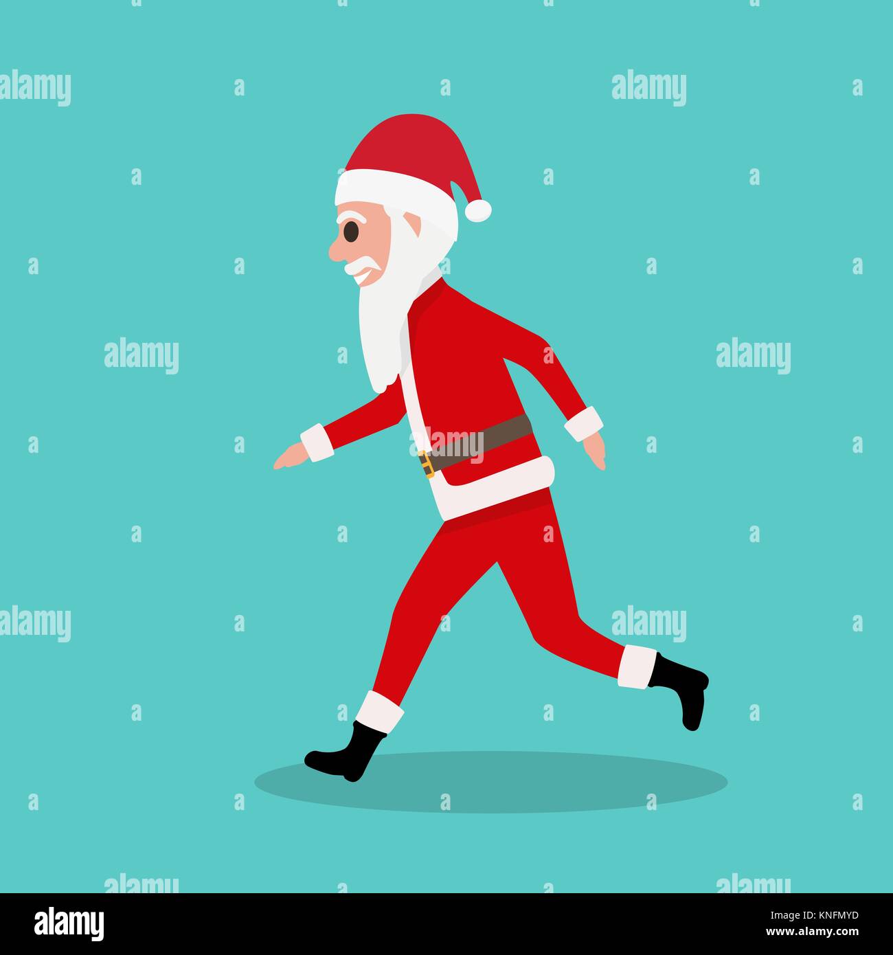 Cartoon Santa Claus corre per bambini a Natale Illustrazione Vettoriale