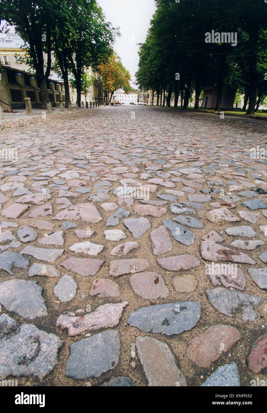 Lapidato Street in Riga Lettonia duranteil opera di ricostruzione dopo la libertà dalla Unione Sovietica 2007 Foto Stock