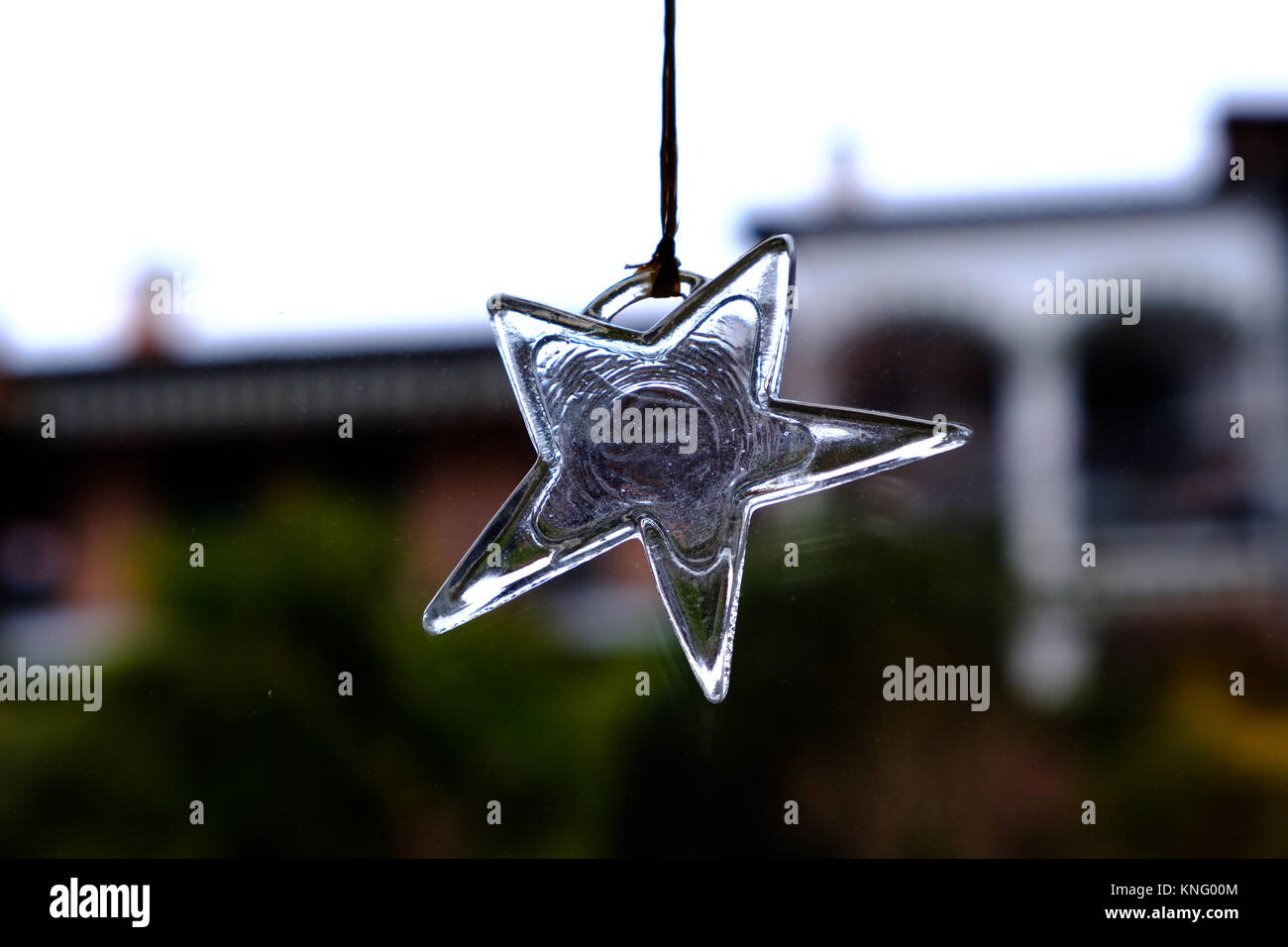 Decorazioni natalizie a forma di stella Foto Stock