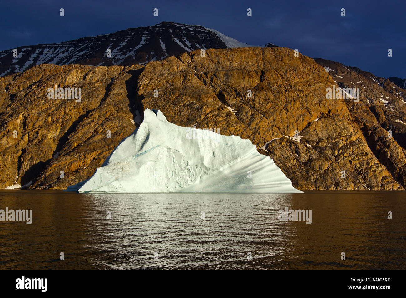 Iceberg nella luce della sera, Fohnfjord, Scoresby Sound, Groenlandia, estate 2017 Foto Stock