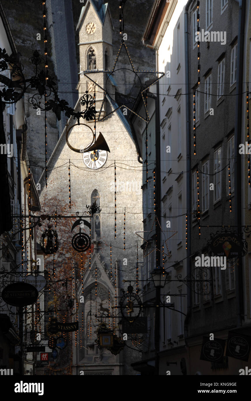 San Giorgio cappella, decorazione di Natale in steree, Salisburgo, Austria Foto Stock