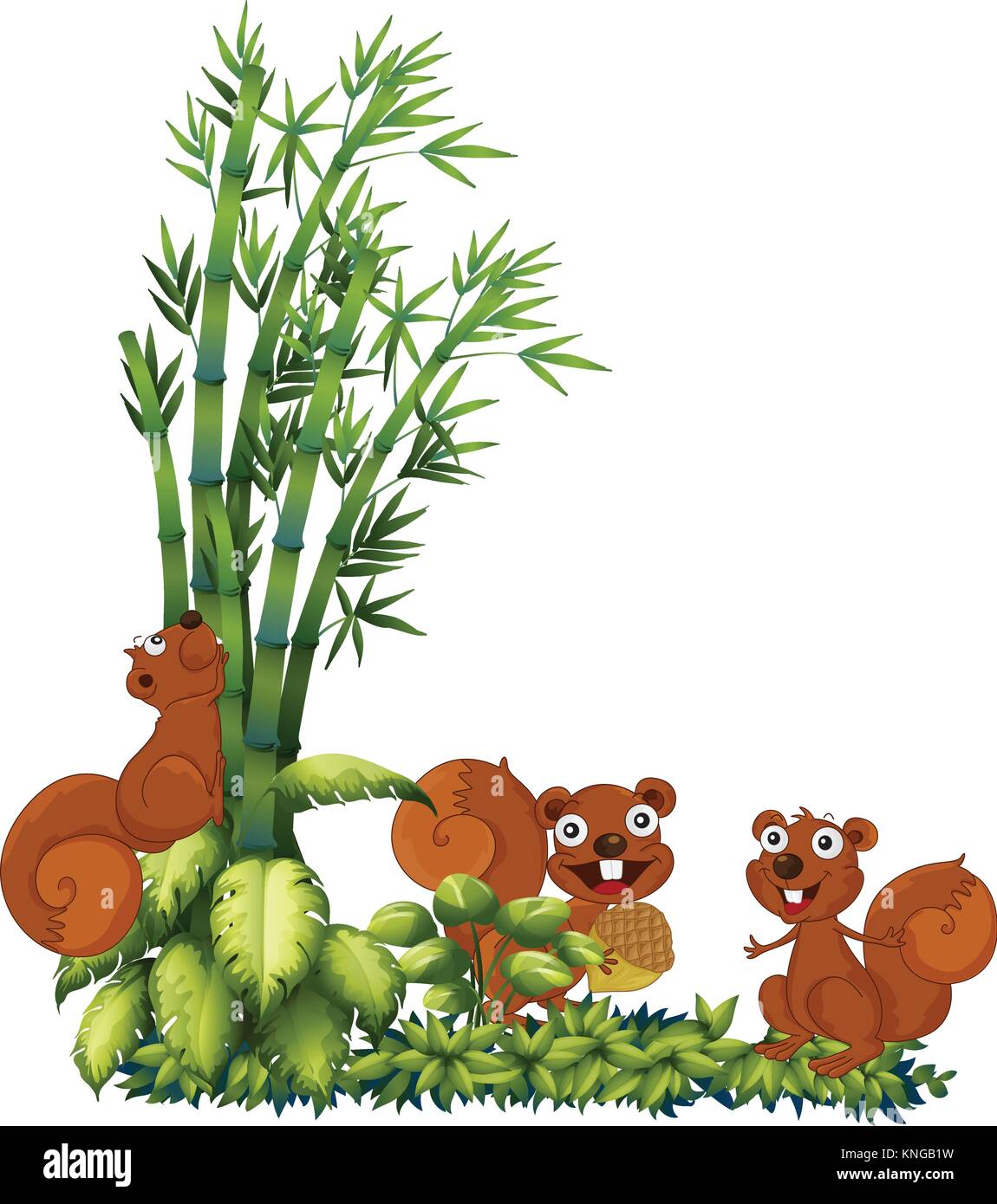Illustrazione di felice scoiattoli su sfondo bianco Illustrazione Vettoriale