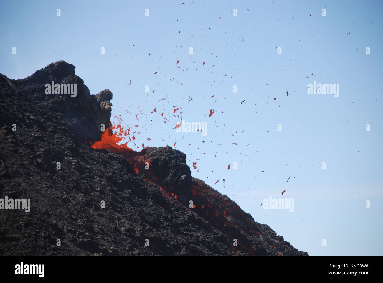 Un' eruzione del vulcano Pacaya in Guatemala Foto Stock