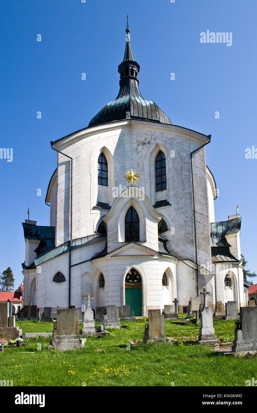 San Nepomuk chiesa sul luogo di pellegrinaggio Zelena hora (UNESCO), Zdar nad Sazavou, Moravia Repubblica Ceca Foto Stock