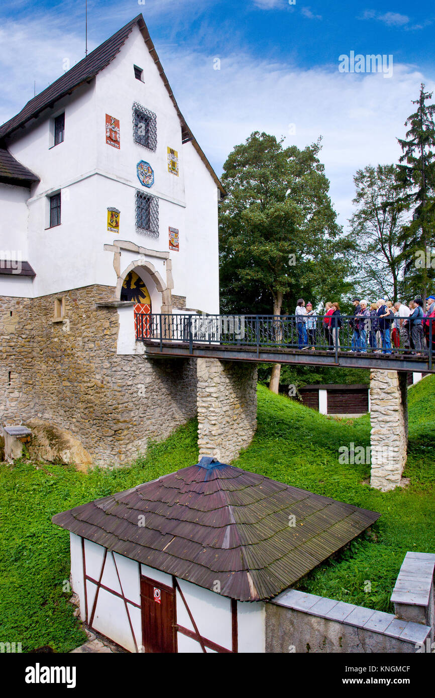 Castello con open-air museum di Seeberg, villaggio Ostroh, Regione di Karlovy Vary, Repubblica Ceca Foto Stock