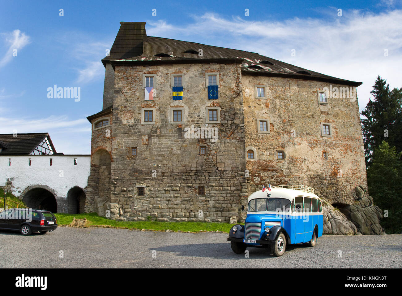 Romanico castello medievale Vildstejn, Skalna vicino a Frantiskovy Lazne, Repubblica Ceca, hrad Vildstejn, Skalna u Frantiskovych lazni, Ceska republika Foto Stock