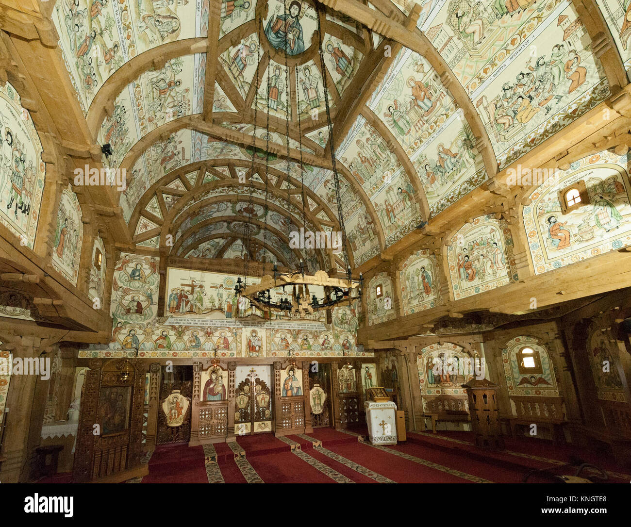 Il Barsana Monastero Complesso Maramures, Romania. Interno della chiesa. Foto Stock