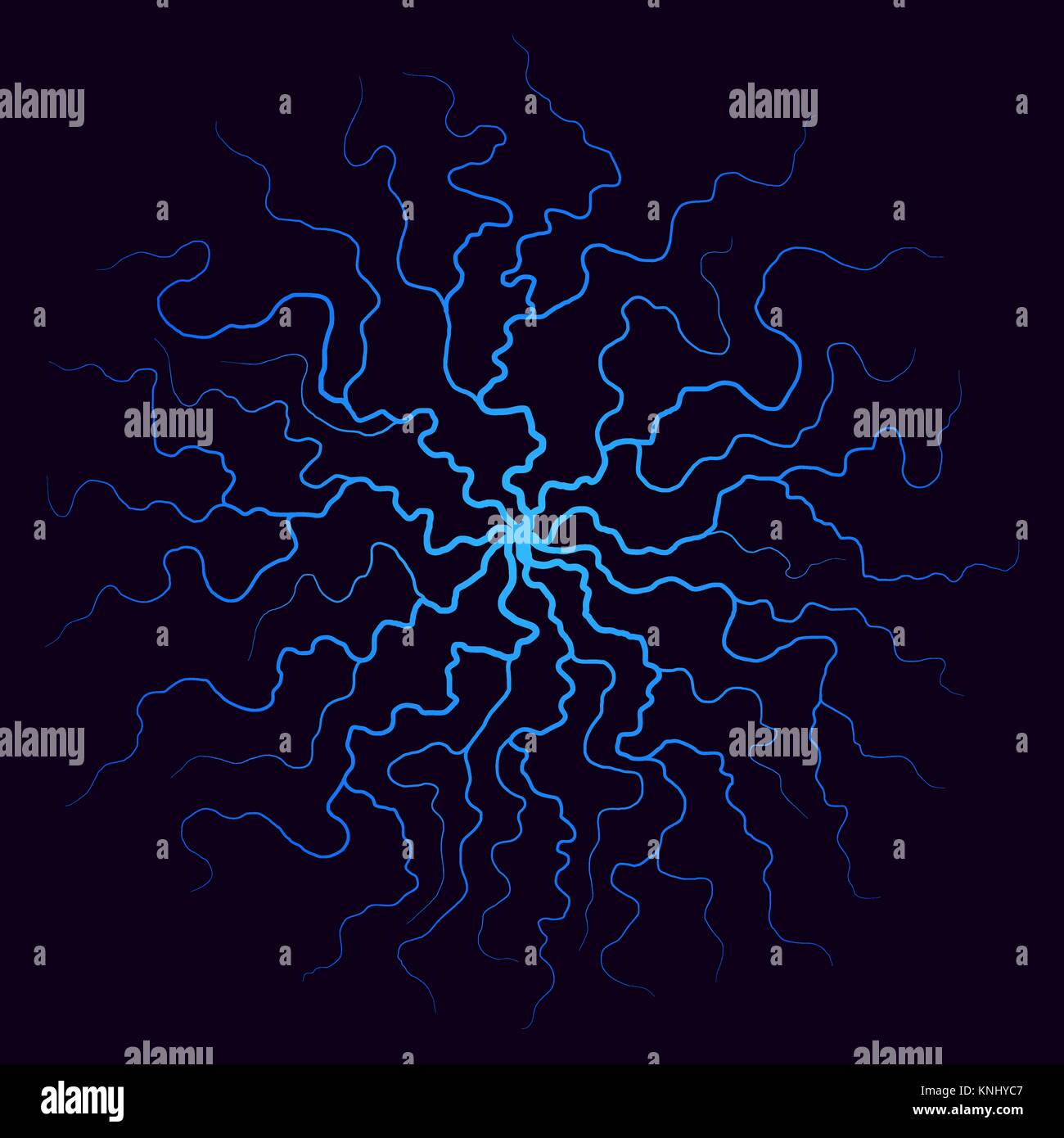 Vettore Crack blu. Sfondo astratto con illustrazione dei danni sulla superficie e distruzione Illustrazione Vettoriale