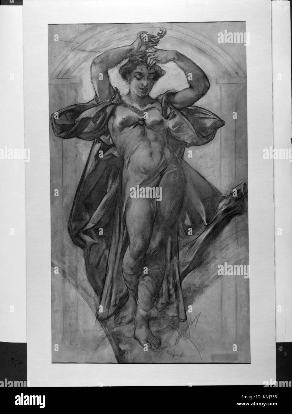 Lo studio "Coral" raffigura una scena subacquea con corallo, preparata per l'esposizione colombiana mondiale a Chicago, che illustra le esplorazioni artistiche del XIX secolo della vita marina, del colore e del design murale decorativo. Foto Stock