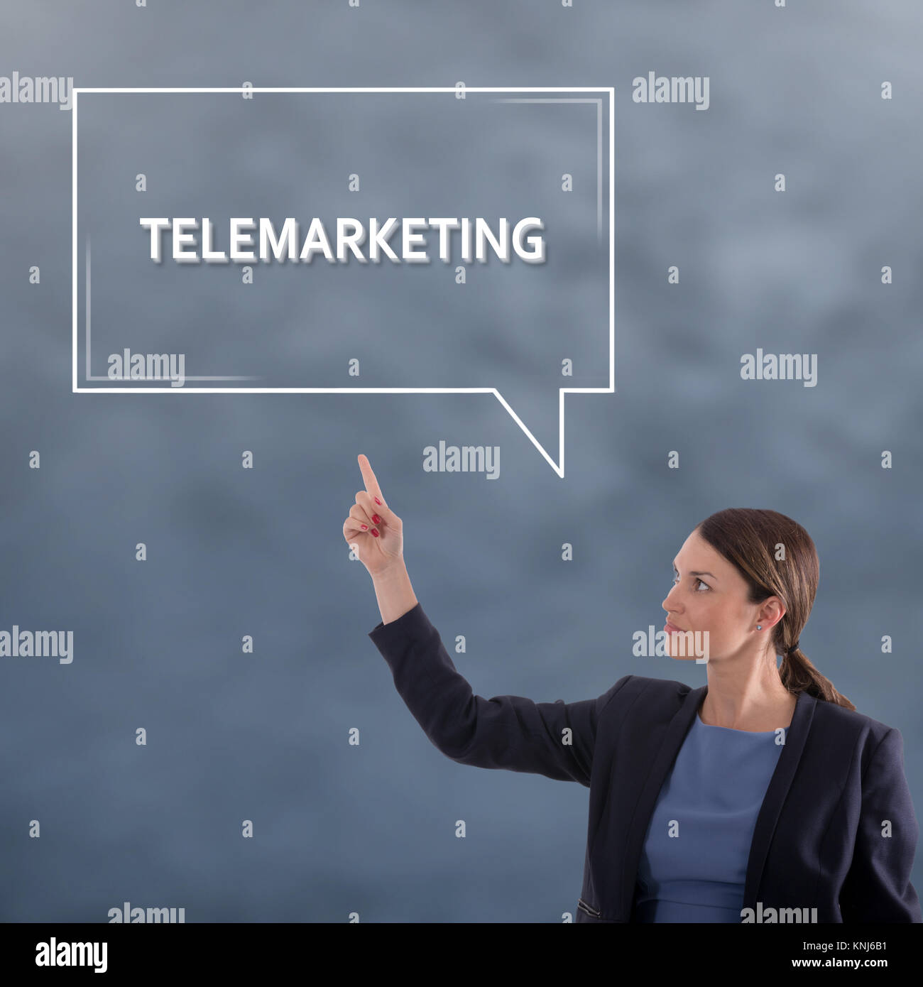 Il telemarketing la concezione di business. Business donna concetto grafico Foto Stock