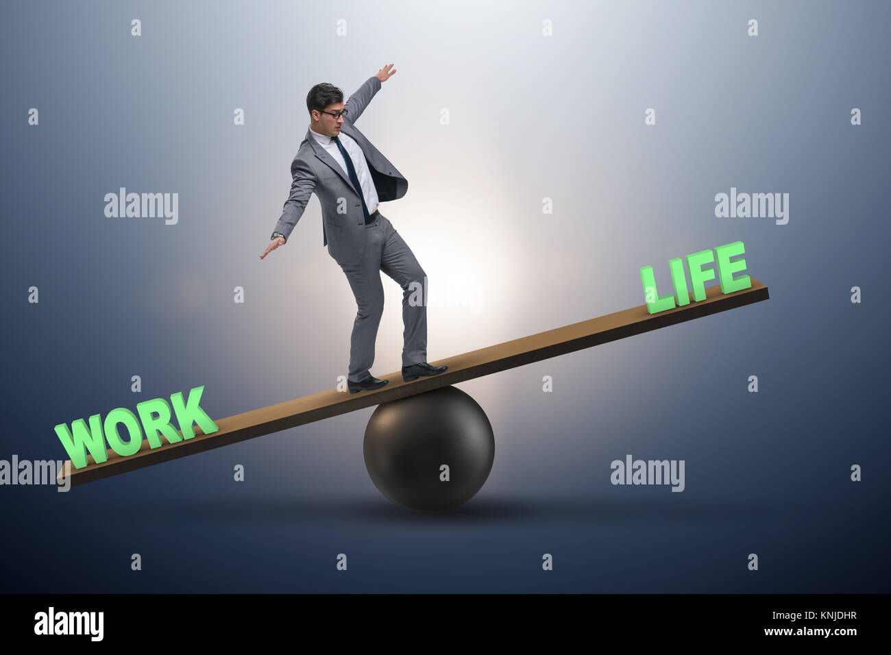Imprenditore di trovare un equilibrio tra il lavoro e la vita nel concetto di business Foto Stock