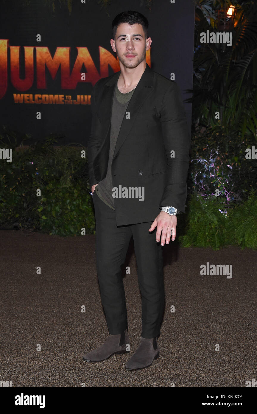 Hollywood, California, USA. Undicesimo Dec, 2017. Nick Jonas arriva per il 'Jumanji: Welcome To The Jungle' Los Angeles Premiere al teatro cinese. Credito: Lisa O'Connor/ZUMA filo/Alamy Live News Foto Stock