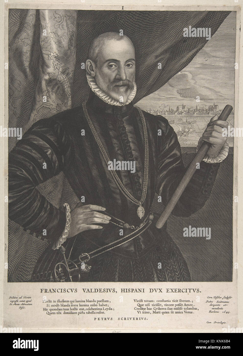 Francisco Valdes, Comandante spagnolo, della serie Quatuor Personae.., stampa, Pieter Soutman (circa 1593/1601-1657), inciso da Cornelis Visscher (circa 1628/29-1658) Foto Stock