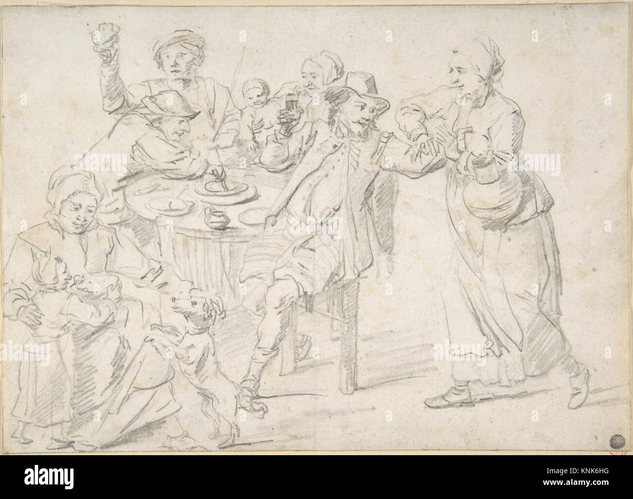A Family Carousing, Drawing, David Teniers the Younger (1610-1690), XVII secolo Foto Stock