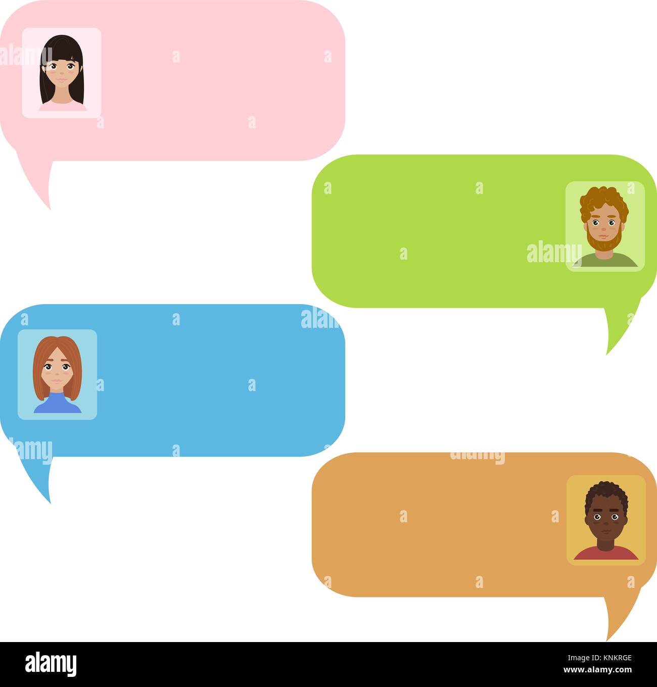 Bolle di chat. Chatbot e gente reale messaggio Illustrazione Vettoriale