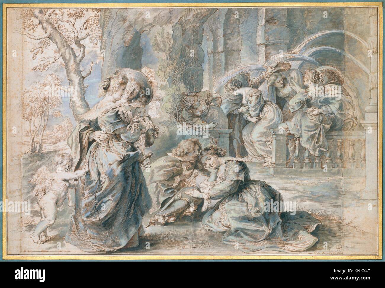 Il giardino di amore (parte sinistra). Artista: Peter Paul Rubens (fiammingo, Siegen 1577-1640 Anversa); Artista: Workshop di Peter Paul Rubens (fiammingo, Foto Stock