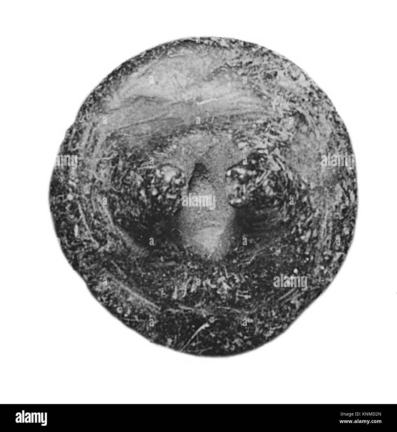 Sigillo a forma di disco, circa 2030-1640 a.C., periodo: Regno medio, Dinastia 12, Medio: Steatite nera Foto Stock