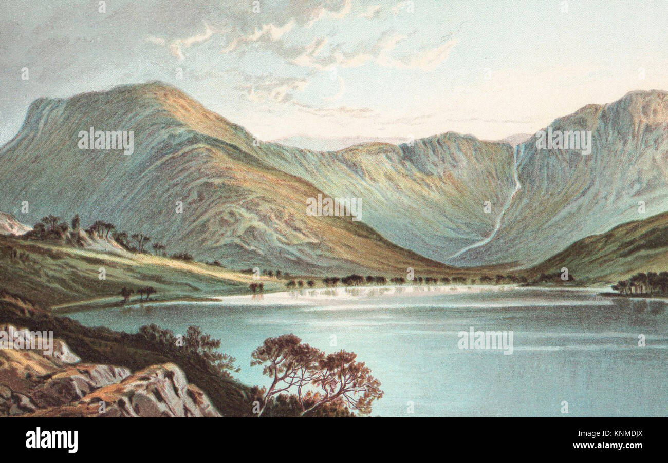 Buttermere, Lake District, Inghilterra vittoriana, illustrazione Foto Stock