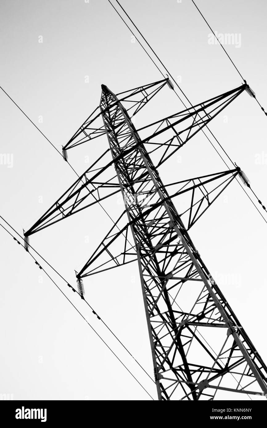 Bianco e nero industriale sfondo verticale con pilone dell Foto Stock