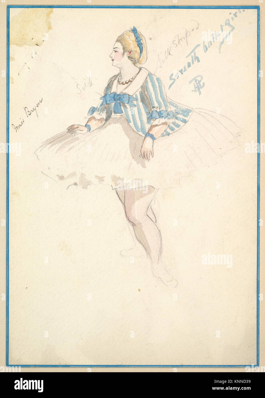 Costume Design per 'settima Ballet Girl' (corto bianco e blu abito a strisce) SODDISFATTE DP825266 413621 Foto Stock