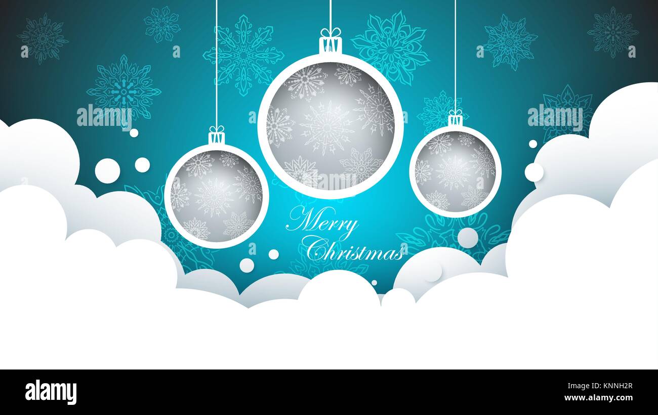 Nuovo anno s sfera - illustrazione vettoriale. Auguri di Buon Natale. Il Cloud, neve in fiocchi. Illustrazione Vettoriale