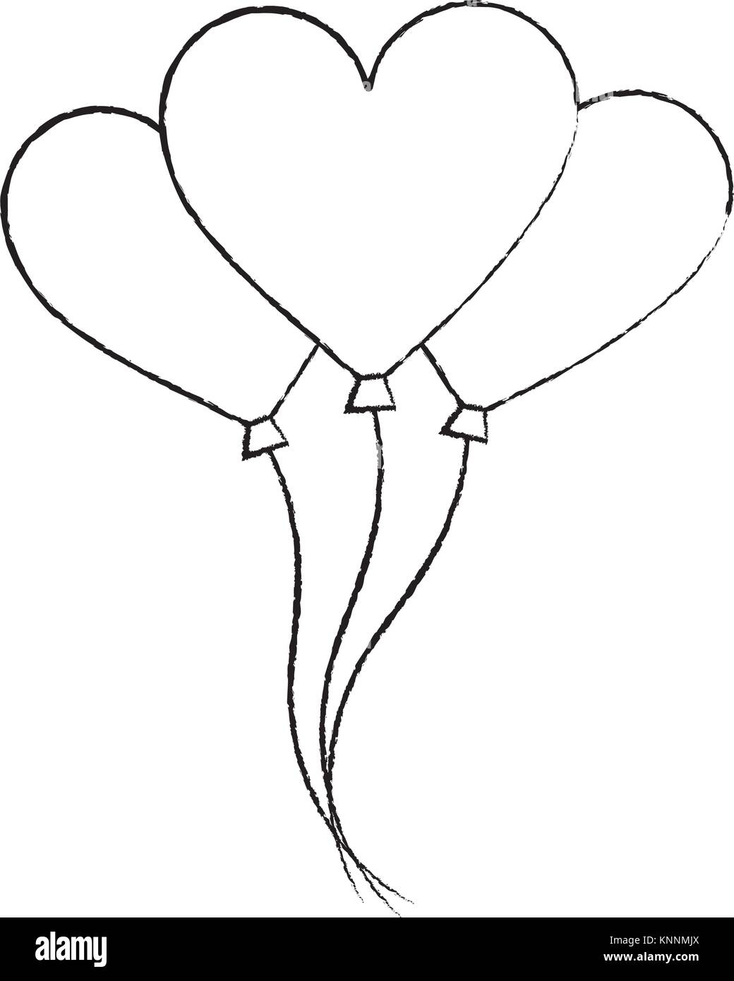 Grappolo di palloncini cuore a forma di amore romantica Illustrazione Vettoriale