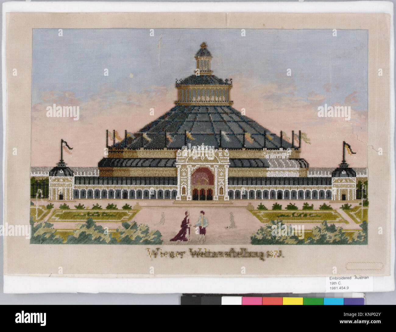Questa immagine ricamata, MET DP2570, mostra un dettaglio di ricamo e un design tipico dell'arte tessile storica. Foto Stock Questa immagine ricamata, MET DP2570, mostra un dettaglio di ricamo e un design tipico dell'arte tessile storica. Foto Stock